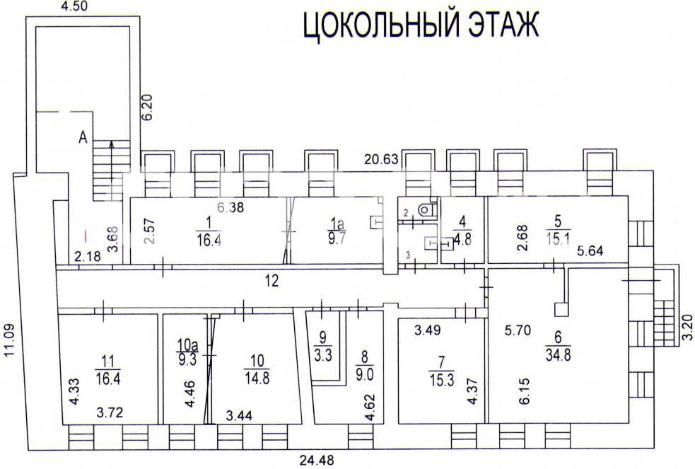 Планировка офиса 1216.9 м², 1 этаж, Административное здание «г Москва, Гиляровского ул., 10, стр. 1»